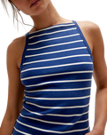 The Free People Womens Mia Stripe Vest in Navy Combo