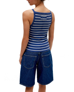 The Free People Womens Mia Stripe Vest in Navy Combo