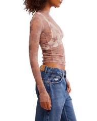 Two Tone Lady Lux Top in Fawn Combo