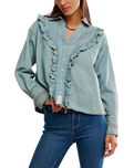 Tattered And Ruffled Top in Vintage Tint Wash