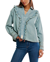 Tattered And Ruffled Top in Vintage Tint Wash