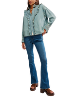 Tattered And Ruffled Top in Vintage Tint Wash