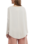 The Free People Womens Latte Blues Solid Thermal Top in Sugar Swizzle