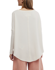 The Free People Womens Latte Blues Solid Thermal Top in Sugar Swizzle