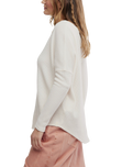 The Free People Womens Latte Blues Solid Thermal Top in Sugar Swizzle