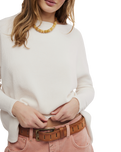 The Free People Womens Latte Blues Solid Thermal Top in Sugar Swizzle