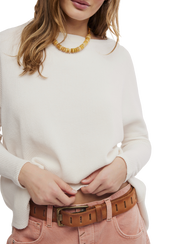 The Free People Womens Latte Blues Solid Thermal Top in Sugar Swizzle