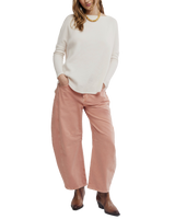 The Free People Womens Latte Blues Solid Thermal Top in Sugar Swizzle