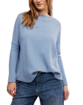 The Free People Womens Latte Blues Solid Thermal Top in Autumn Sky