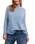 The Free People Womens Latte Blues Solid Thermal Top in Autumn Sky