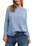 The Free People Womens Latte Blues Solid Thermal Top in Autumn Sky