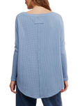 The Free People Womens Latte Blues Solid Thermal Top in Autumn Sky