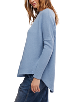 The Free People Womens Latte Blues Solid Thermal Top in Autumn Sky