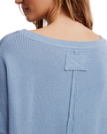 The Free People Womens Latte Blues Solid Thermal Top in Autumn Sky