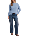 The Free People Womens Latte Blues Solid Thermal Top in Autumn Sky