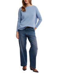 The Free People Womens Latte Blues Solid Thermal Top in Autumn Sky