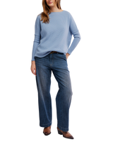 The Free People Womens Latte Blues Solid Thermal Top in Autumn Sky
