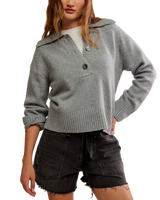 Trading Up Polo Jumper in Grey Heather