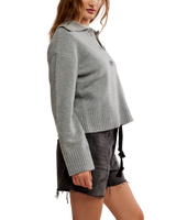 Trading Up Polo Jumper in Grey Heather