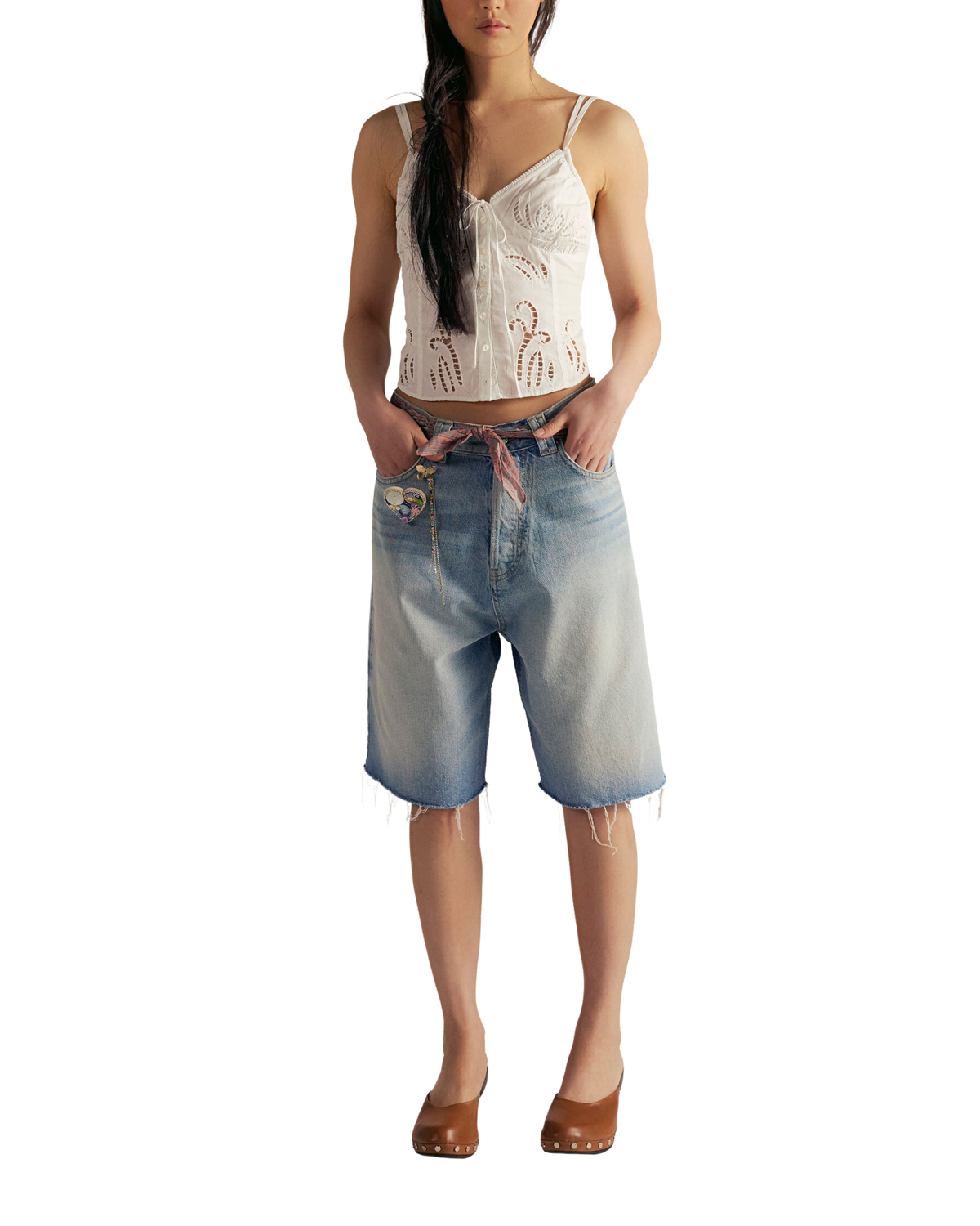 Montana Raw Hem Shorts in Cowgirl Blues