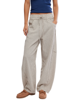 Something Good Pull-On Barrel Trousers in Ivory Combo
