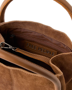 The Free People Womens Barlow Suede Bucket Bag in Cognac