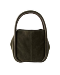 The Free People Womens Barlow Suede Bucket Bag in Dark Olive