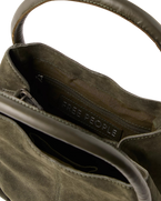 The Free People Womens Barlow Suede Bucket Bag in Dark Olive