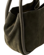 The Free People Womens Barlow Suede Bucket Bag in Dark Olive