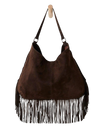 The Free People Womens Finn Fringe Shoulder Bag in Espresso