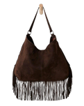 The Free People Womens Finn Fringe Shoulder Bag in Espresso