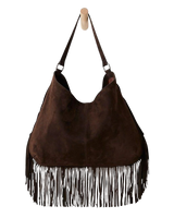 The Free People Womens Finn Fringe Shoulder Bag in Espresso