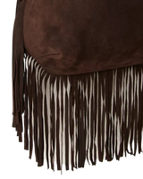 The Free People Womens Finn Fringe Shoulder Bag in Espresso