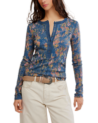 The Free People Womens Jamie Henley Printed Top in Floral Haze