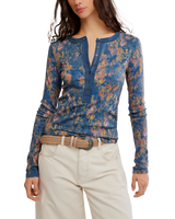 The Free People Womens Jamie Henley Printed Top in Floral Haze