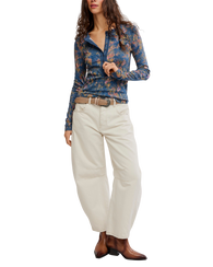 The Free People Womens Jamie Henley Printed Top in Floral Haze