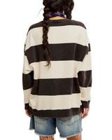 The Free People Womens Classic Stripe Sweatshirt in Black Combo