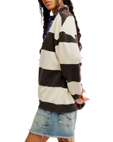 The Free People Womens Classic Stripe Sweatshirt in Black Combo