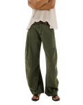 Spotlight Washed Barrel Chino Trousers in Dusty Olive