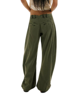 Spotlight Washed Barrel Chino Trousers in Dusty Olive