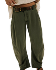 Spotlight Washed Barrel Chino Trousers in Dusty Olive