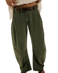 Spotlight Washed Barrel Chino Trousers in Dusty Olive