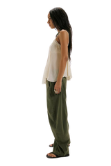 Spotlight Washed Barrel Chino Trousers in Dusty Olive
