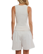 Longer Days Vest in White Alyssum