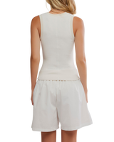 Longer Days Vest in White Alyssum
