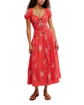 Complete Me Midi Dress in Coral Combo