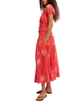 Complete Me Midi Dress in Coral Combo