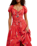 Complete Me Midi Dress in Coral Combo