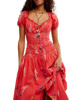 Complete Me Midi Dress in Coral Combo