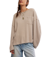Dawson Pocket Thermal Long Sleeve T-Shirt in Smooth Stone